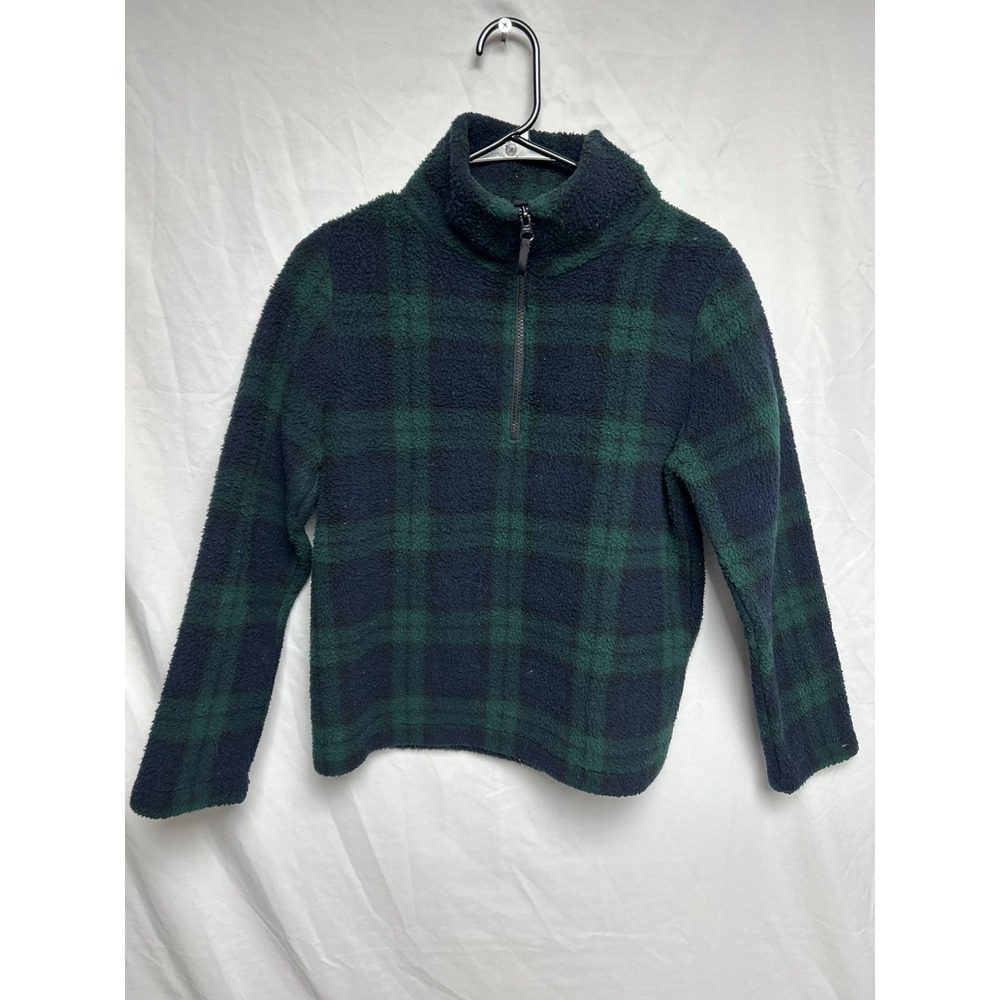 J Crew Factory Black Watch Sherpa Pullover 1/4 Zip Tartan Cozy Preppy Womens XS